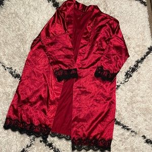 Satin red robe